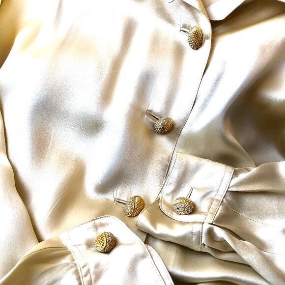 Anne Pinkerton Vintage 8O’s Korea Silk Button Down Blouse Shirt OVERSIZED - Picture 10 of 13